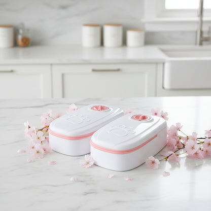 distributeur de croquettes à minuteur double rose