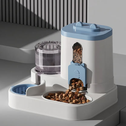 distributeur de croquettes chat bleu combo