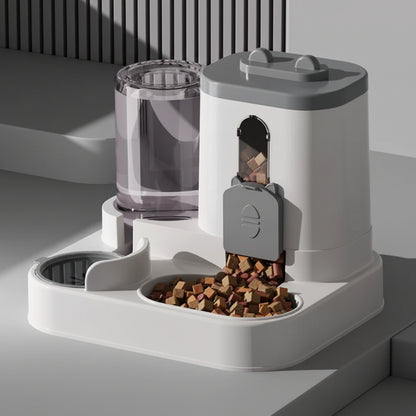 distributeur de croquettes chat gris combo
