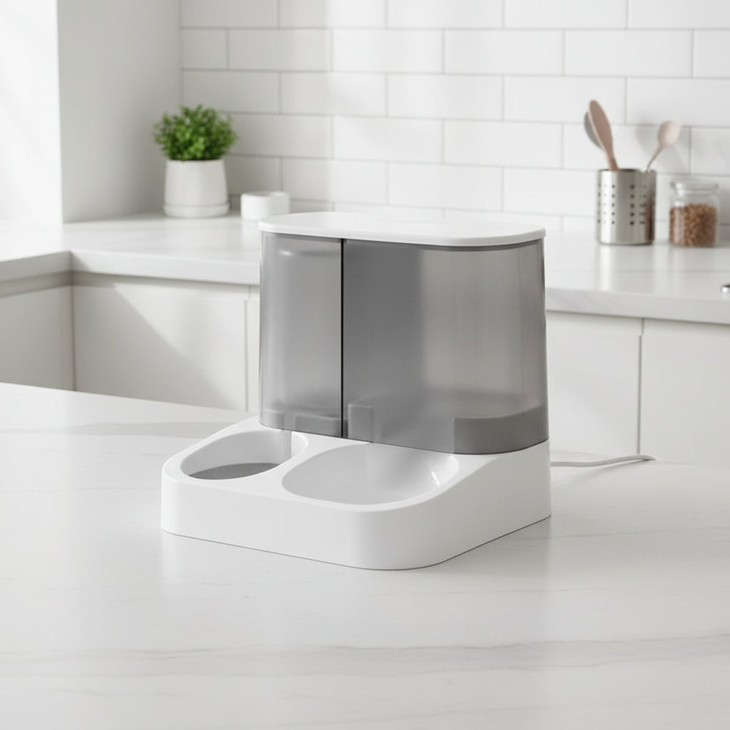distributeur de croquettes duo gris