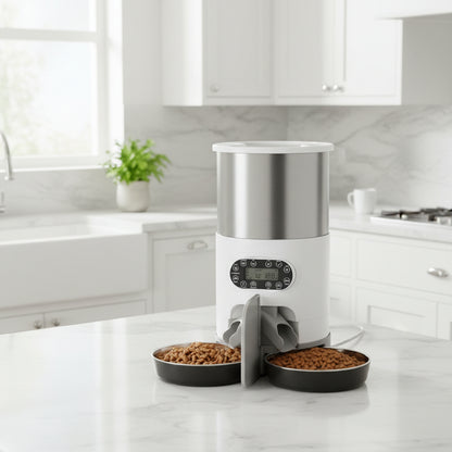 distributeur de croquettes pour chat automatique bouton bol double