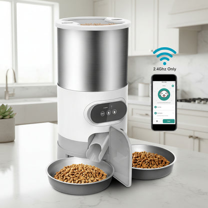 distributeur de croquettes pour chat automatique wifi double bol