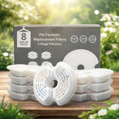 Pack huit filtres fontaine à eau chat inox recharge filtration
