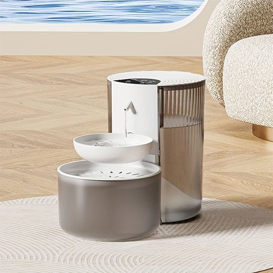 Fontaine eau chat beige design moderne