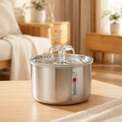 Fontaine à eau pour chat inox - 2L Jet d'eau floral | AquaSteel