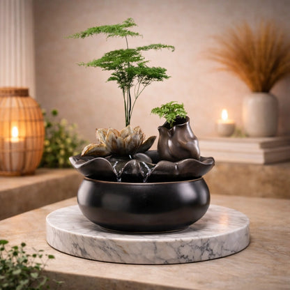 fontaine à eau chat design style zen lotus