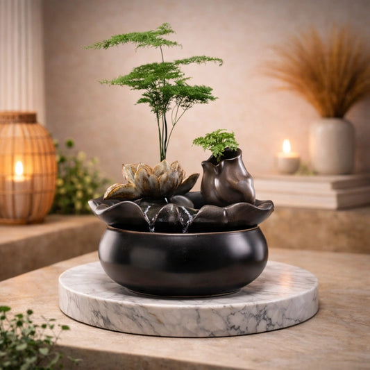 fontaine à eau chat design style zen lotus