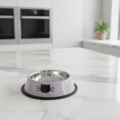 gamelle chat inox gris avec motif face de chat