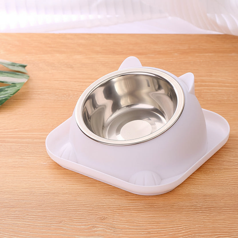 Gamelle chat surélevée blanc en inox