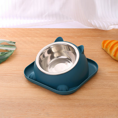 Gamelle chat surélevée bleu en inox