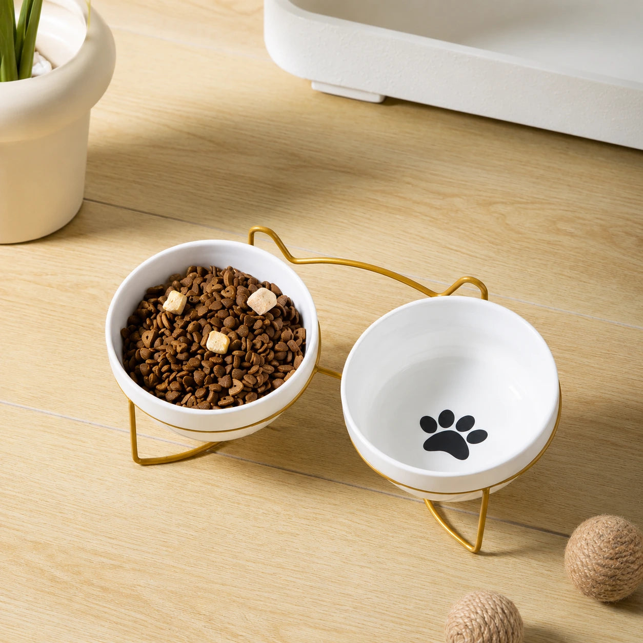 gamelle chat surélevée double empreinte support or