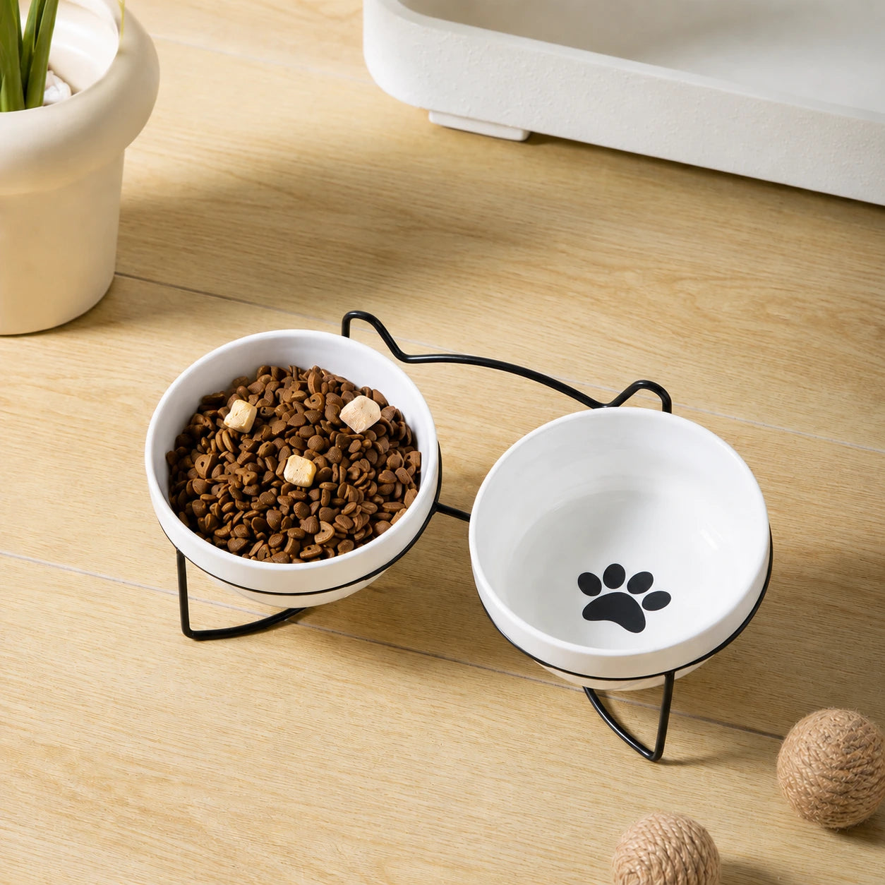 gamelle chat surélevée double empreinte support noir