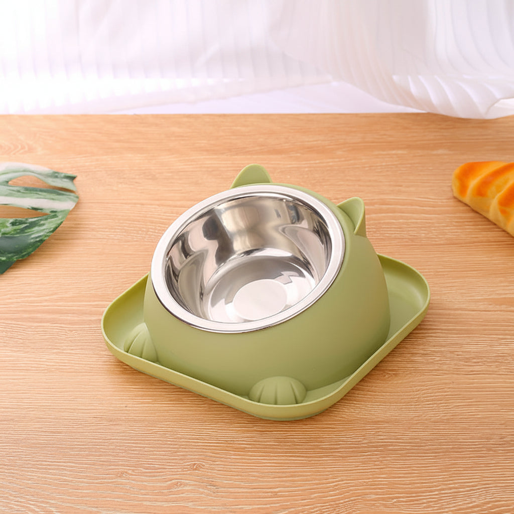 Gamelle chat surélevée vert en inox