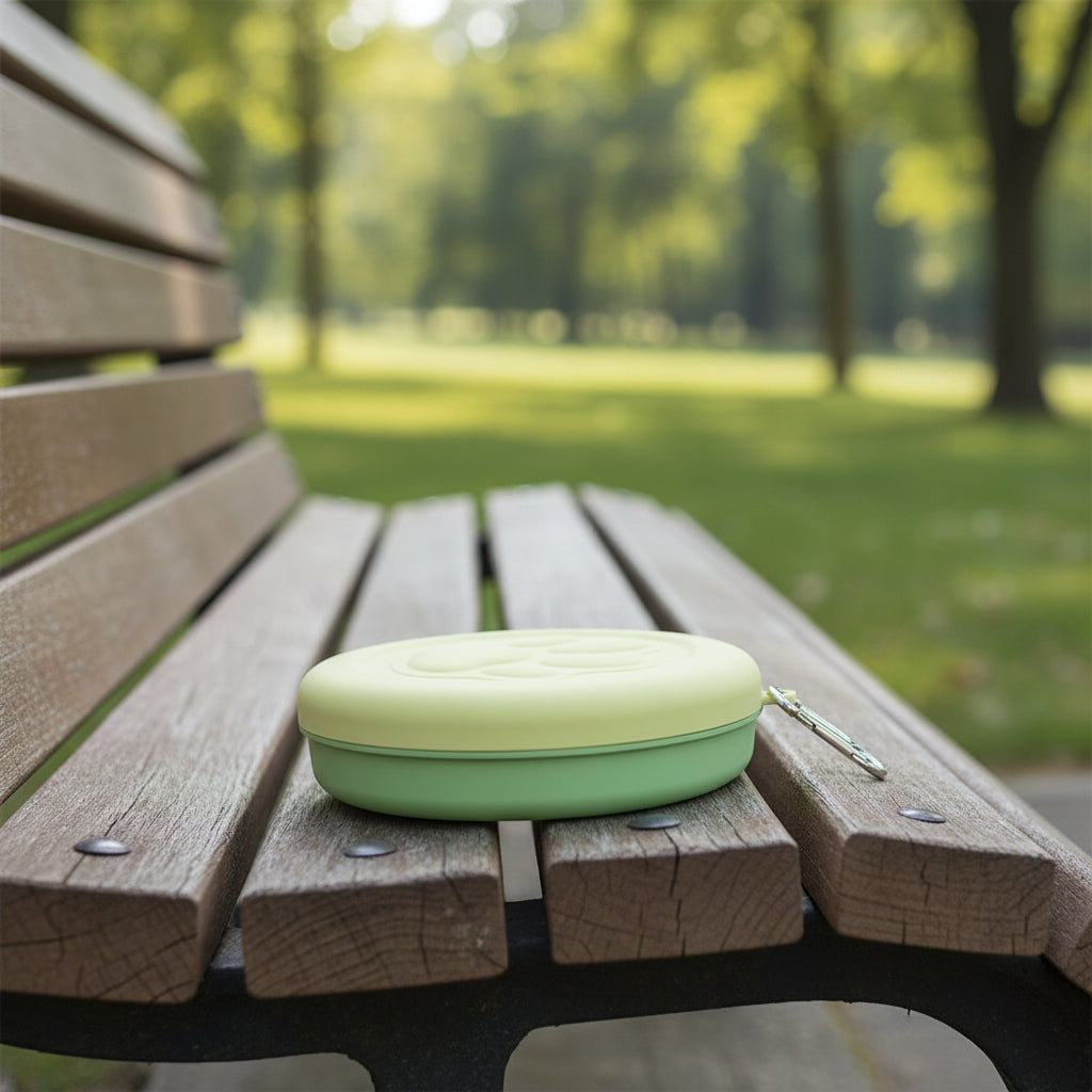 gamelle pour chat de voyage vert pastel