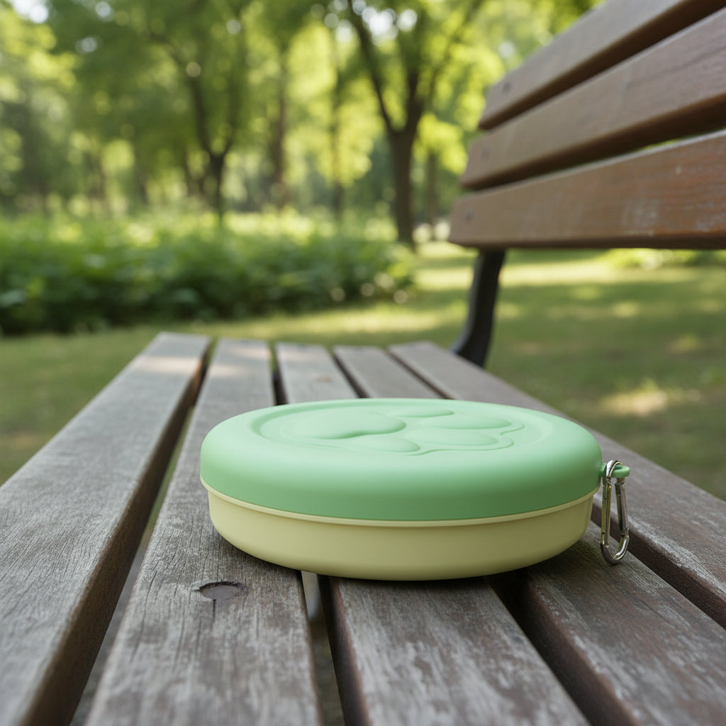gamelle pour chat de voyage vert