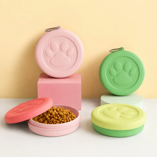 Gamelle pour chat de voyage quatre couleurs