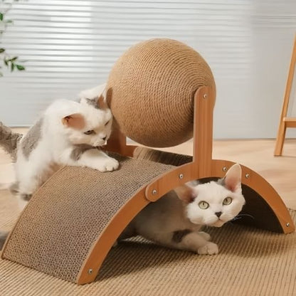 Griffoir chat avec deux chats beige et sisal naturel