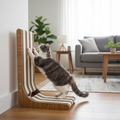 Griffoir chat avec un chat