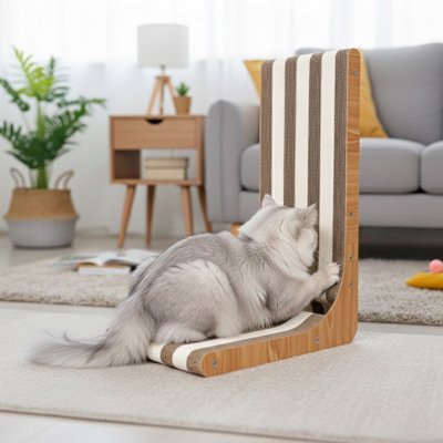 Griffoir chat gris avec chat blanc allongé