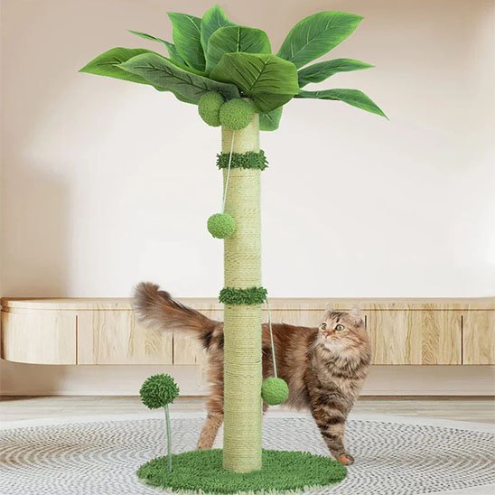Griffoir chat palmier avec corde en sisal naturel