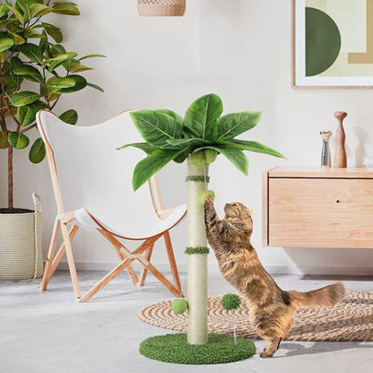 Griffoir chat palmier moderne dans salon lumineux