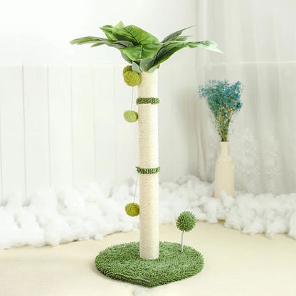 Griffoir chat palmier vert avec balle suspendue