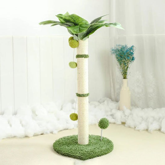Griffoir chat palmier vert avec balle suspendue