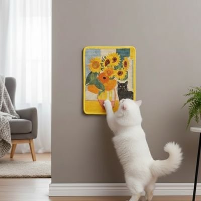 Griffoir pour Chat décoratif avec chat blanc