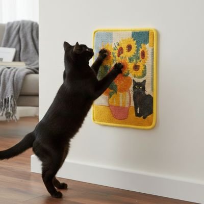 Griffoir pour Chat mural avec chat noir debout