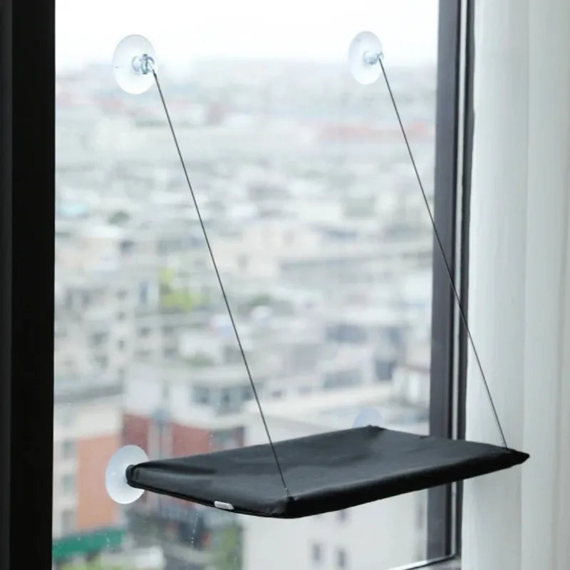 hamac chat fenetre noir solide