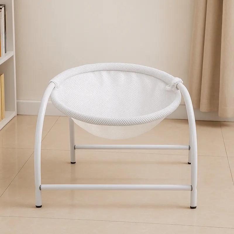 hamac chat respirant blanc avec structure en métal résistant