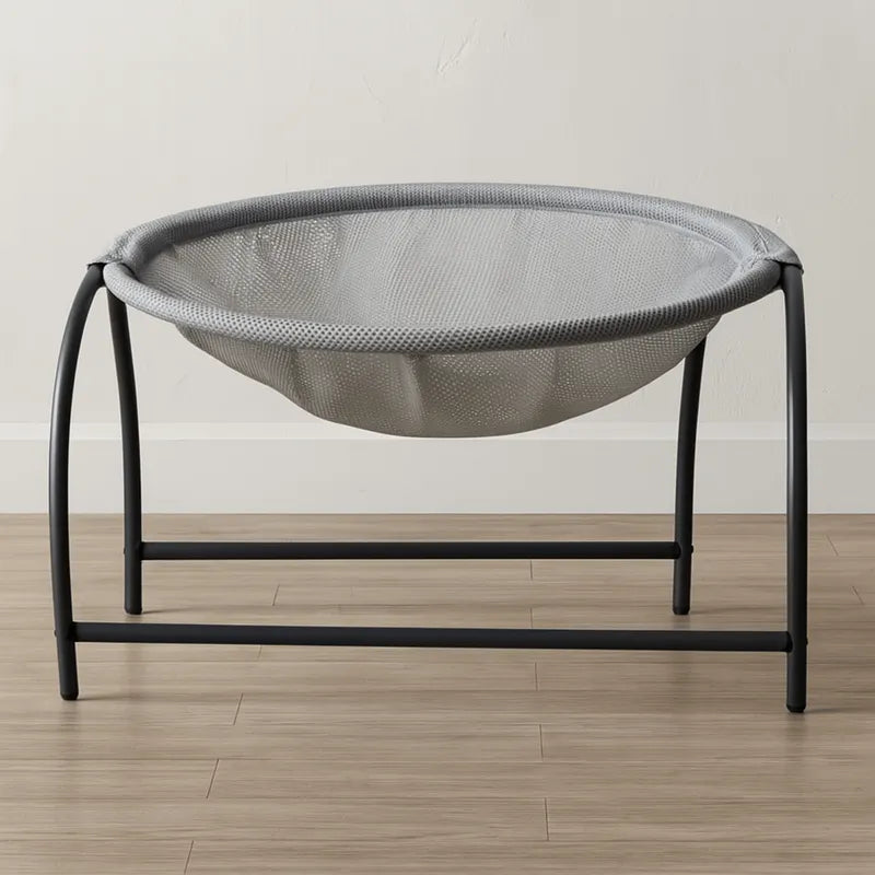 hamac chat respirant gris avec structure en métal solide