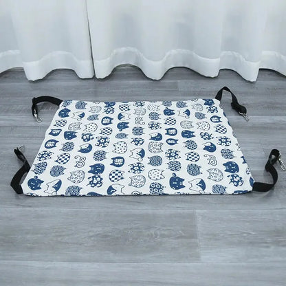 hamac chat suspendu couleur blanc avec motif de tete de chat