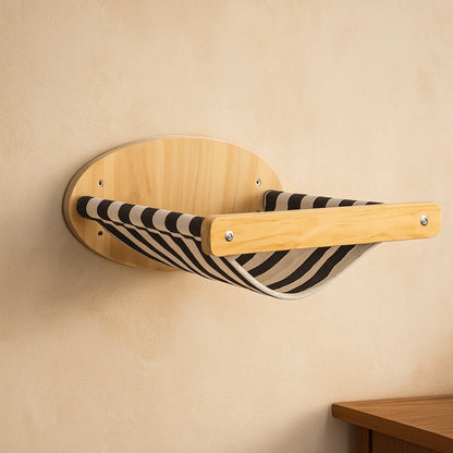 Hamac pour chat blanc avec rayures noir murales confort