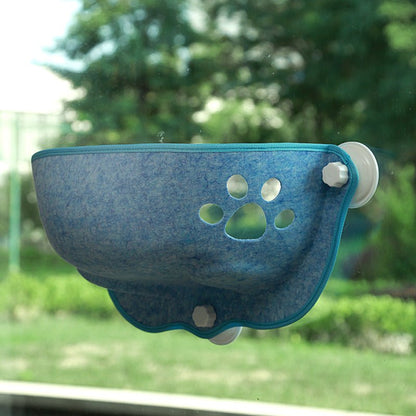 hamac pour chat fenêtre en feutre couleur cyan