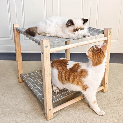 hamac pour chat gris avec deux chats qui ce regarde