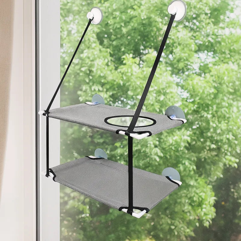 hamac pour chat double gris à ventouse