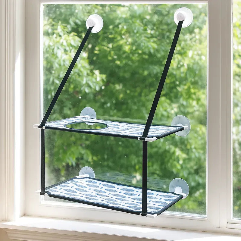 hamac pour chat double motif poisson à ventouse