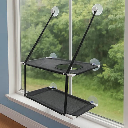 hamac pour chat double noir à ventouse