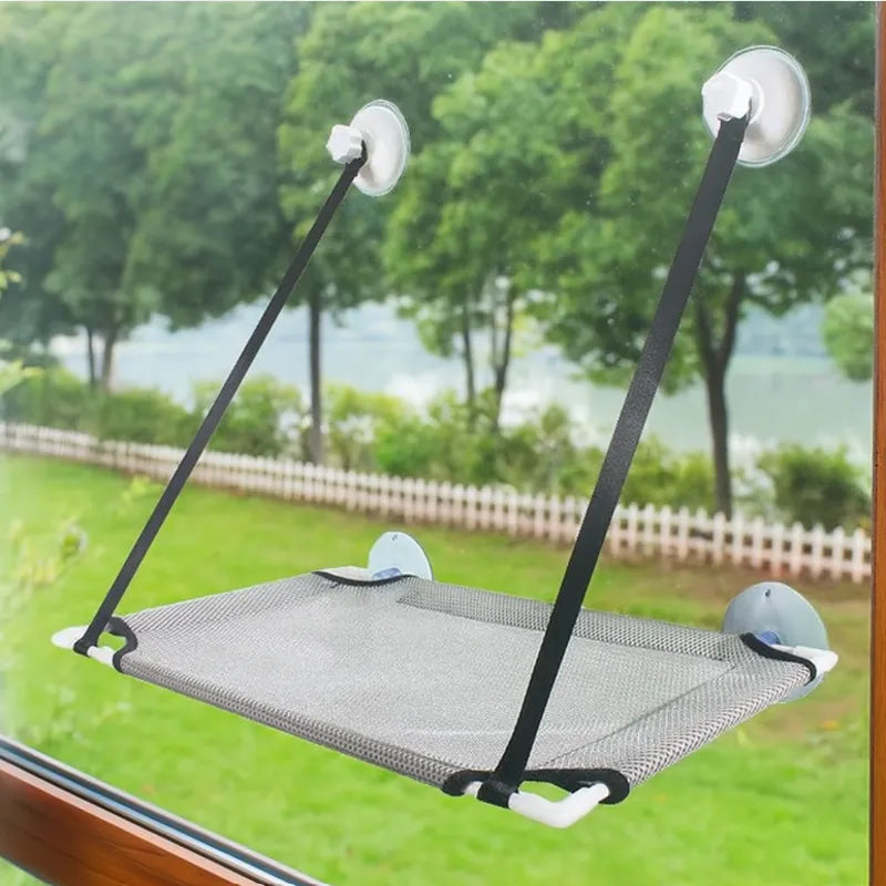 hamac pour chat simple gris a ventouse