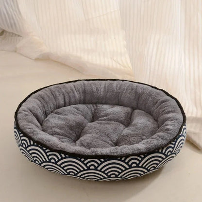 Lit pour chat motif vagues japonaises moelleux et design