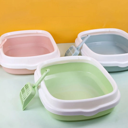 litière pour chat couleurs pastel rose bleu vert