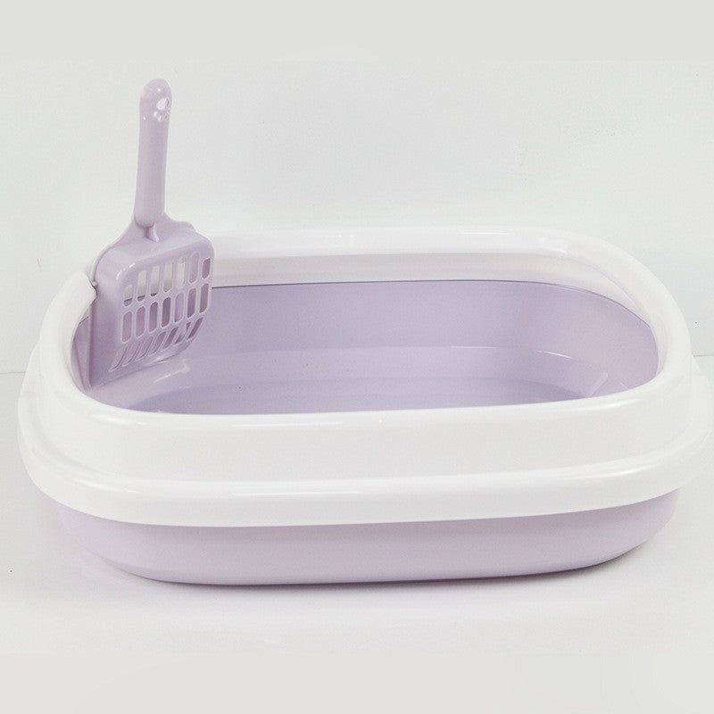 litiere pour chat mauve avec pelle intérieur propre lumineux