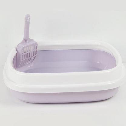 litiere pour chat mauve avec pelle intérieur propre lumineux