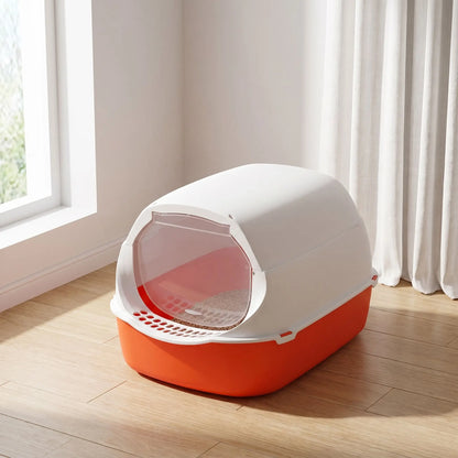litiere fermée pour chat rouge fermée