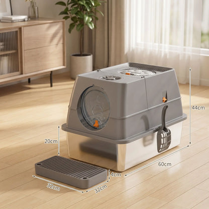 Litière en inox gris foncé anti-projection 60x40x44