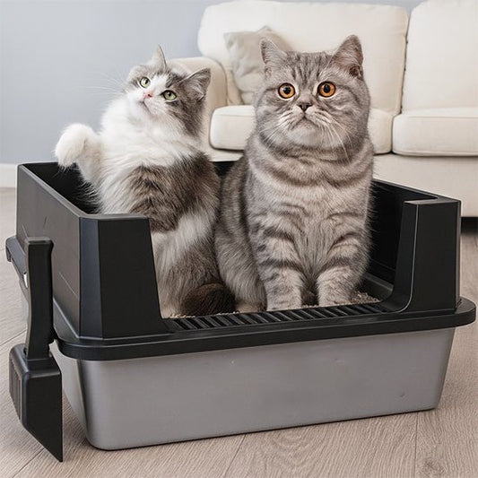 Litière inox grise entrée basse pratique sans odeur