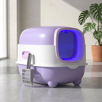 Litière pour chat fermée violet design