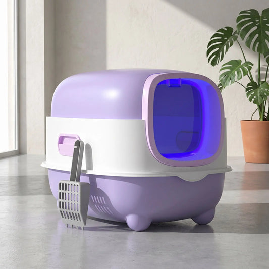 Litière pour chat fermée violet design