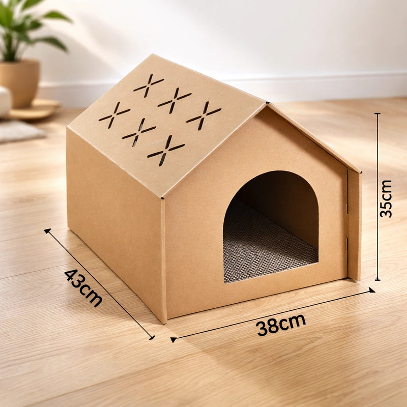 maison en carton pour chat taille moyenne dimensions visibles